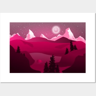 Pink Snow Landscape Posters and Art